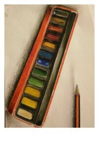 'Watercolour Palette with Pencil' - Watercolour /Acrylic on paper.